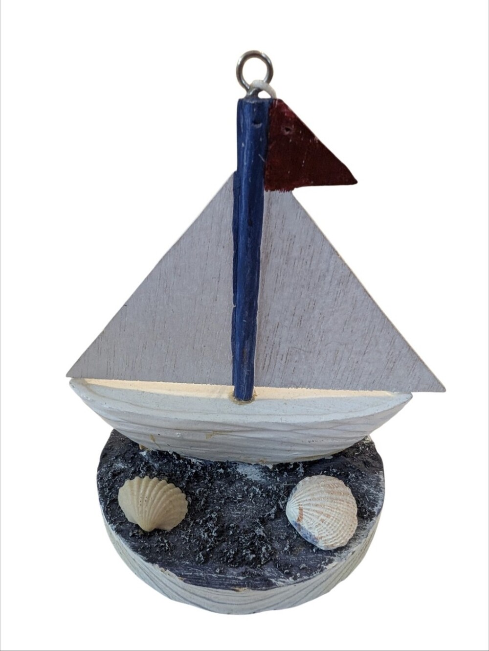 Wooden Sailboat Tabletop Figurine, Coastal Nautical Decor